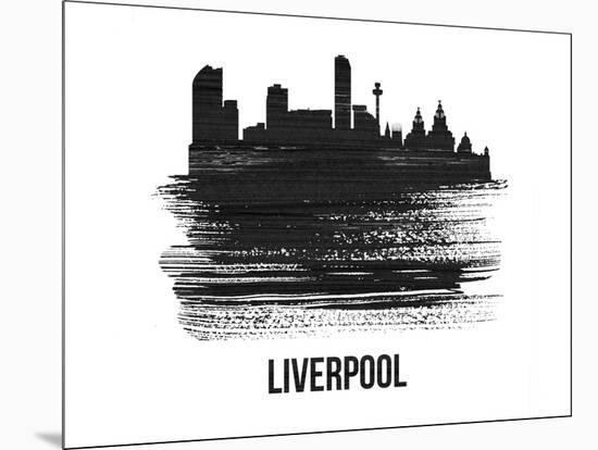 Liverpool Skyline Brush Stroke - Black II-NaxArt-Mounted Art Print