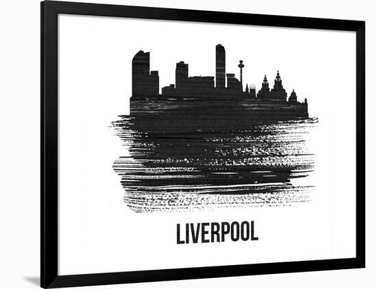 Liverpool Skyline Brush Stroke - Black II-NaxArt-Framed Art Print