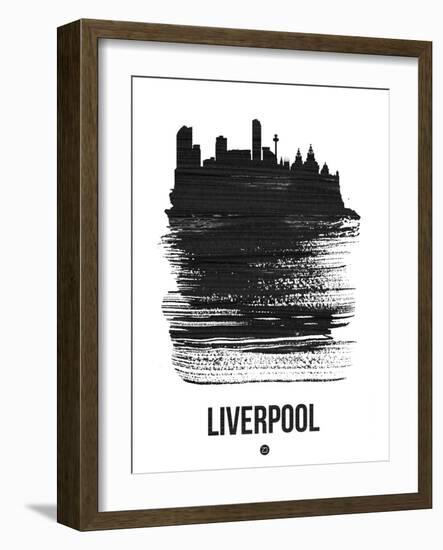 Liverpool Skyline Brush Stroke - Black-NaxArt-Framed Art Print