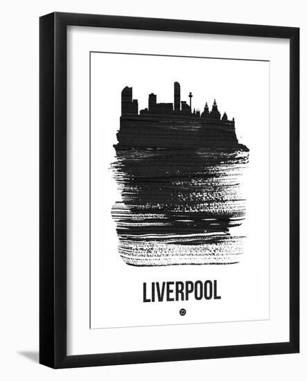 Liverpool Skyline Brush Stroke - Black-NaxArt-Framed Art Print