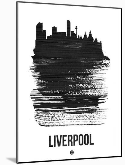Liverpool Skyline Brush Stroke - Black-NaxArt-Mounted Art Print