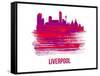 Liverpool Skyline Brush Stroke - Red-NaxArt-Framed Stretched Canvas