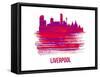 Liverpool Skyline Brush Stroke - Red-NaxArt-Framed Stretched Canvas