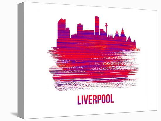 Liverpool Skyline Brush Stroke - Red-NaxArt-Stretched Canvas