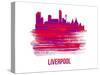 Liverpool Skyline Brush Stroke - Red-NaxArt-Stretched Canvas