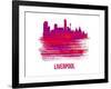 Liverpool Skyline Brush Stroke - Red-NaxArt-Framed Art Print