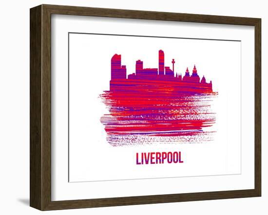 Liverpool Skyline Brush Stroke - Red-NaxArt-Framed Art Print