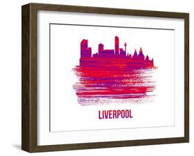 Liverpool Skyline Brush Stroke - Red-NaxArt-Framed Art Print