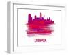 Liverpool Skyline Brush Stroke - Red-NaxArt-Framed Art Print