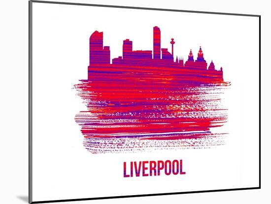 Liverpool Skyline Brush Stroke - Red-NaxArt-Mounted Art Print