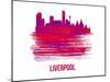 Liverpool Skyline Brush Stroke - Red-NaxArt-Mounted Art Print