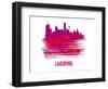 Liverpool Skyline Brush Stroke - Red-NaxArt-Framed Art Print