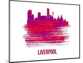 Liverpool Skyline Brush Stroke - Red-NaxArt-Mounted Art Print