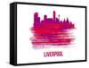 Liverpool Skyline Brush Stroke - Red-NaxArt-Framed Stretched Canvas