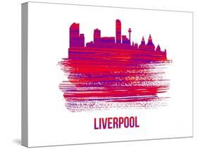 Liverpool Skyline Brush Stroke - Red-NaxArt-Stretched Canvas