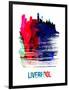 Liverpool Skyline Brush Stroke - Watercolor-NaxArt-Framed Art Print