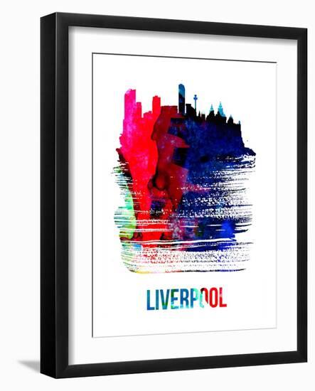 Liverpool Skyline Brush Stroke - Watercolor-NaxArt-Framed Art Print