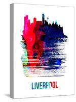 Liverpool Skyline Brush Stroke - Watercolor-NaxArt-Stretched Canvas