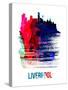 Liverpool Skyline Brush Stroke - Watercolor-NaxArt-Stretched Canvas