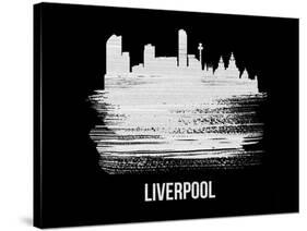 Liverpool Skyline Brush Stroke - White-NaxArt-Stretched Canvas