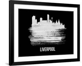 Liverpool Skyline Brush Stroke - White-NaxArt-Framed Art Print