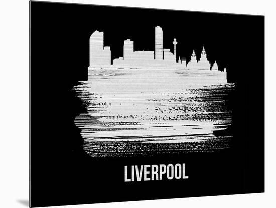 Liverpool Skyline Brush Stroke - White-NaxArt-Mounted Art Print