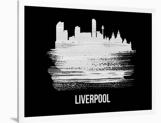 Liverpool Skyline Brush Stroke - White-NaxArt-Framed Art Print