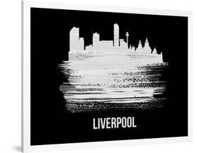 Liverpool Skyline Brush Stroke - White-NaxArt-Framed Art Print