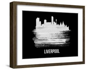 Liverpool Skyline Brush Stroke - White-NaxArt-Framed Art Print