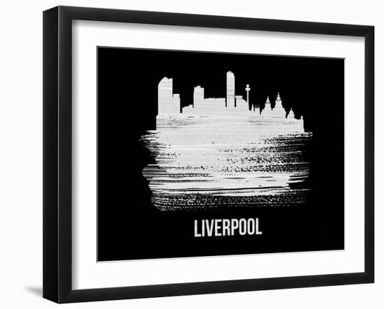 Liverpool Skyline Brush Stroke - White-NaxArt-Framed Art Print