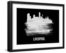 Liverpool Skyline Brush Stroke - White-NaxArt-Framed Art Print