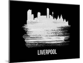 Liverpool Skyline Brush Stroke - White-NaxArt-Mounted Art Print