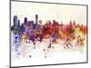 Liverpool Skyline in Watercolor Background-paulrommer-Mounted Art Print