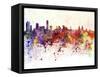 Liverpool Skyline in Watercolor Background-paulrommer-Framed Stretched Canvas