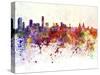 Liverpool Skyline in Watercolor Background-paulrommer-Stretched Canvas