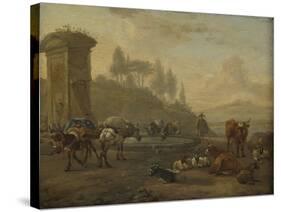 Livestock by a Fountain-Willem Romeyn-Stretched Canvas