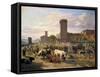 Livestock Market in L'Arbresle, France, Mid-Late 19th Century-JB Louis Guy-Framed Stretched Canvas