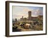 Livestock Market in L'Arbresle, France, Mid-Late 19th Century-JB Louis Guy-Framed Giclee Print