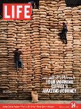 Sacks of Coffee Beans in Colombian Warehouse, January 14, 2005-Livia Corona-Framed Stretched Canvas