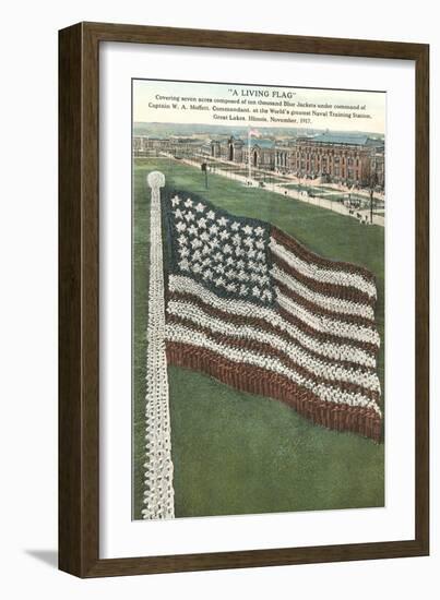 Living Flag at Naval Training Station, Illinois-null-Framed Art Print