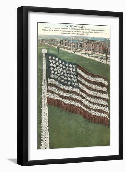 Living Flag at Naval Training Station, Illinois-null-Framed Art Print