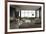 Living Room Interior with Open Fireplace and Floor to Ceiling Windows-PlusONE-Framed Photographic Print