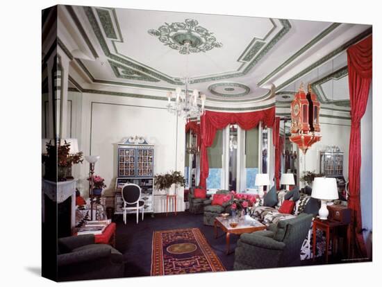 Living Room of the Vertes Suite, Decorated by Lady Mendl, at the Plaza Hotel-Dmitri Kessel-Stretched Canvas