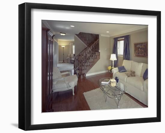 Living Room with a Glass Coffee Table-null-Framed Photographic Print