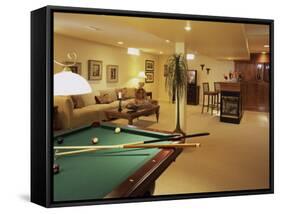 Living Room with Bar and Pool Table-null-Framed Stretched Canvas