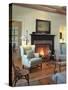 Living Room with Fireplace and Hardwood Floors-null-Stretched Canvas