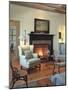 Living Room with Fireplace and Hardwood Floors-null-Mounted Photographic Print