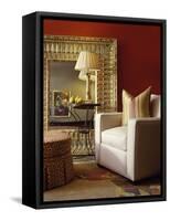 Living Room with Large Mirror-null-Framed Stretched Canvas