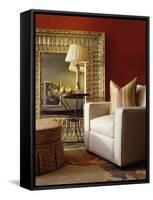 Living Room with Large Mirror-null-Framed Stretched Canvas
