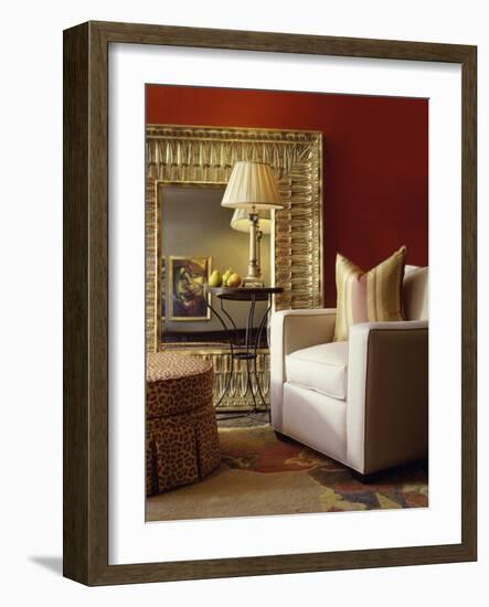 Living Room with Large Mirror-null-Framed Photographic Print